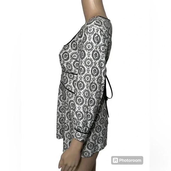 Anthropologie Odille Square Neck Crop Sleeve Button Chest With Tie Waist Size 4 - Picture 3 of 7